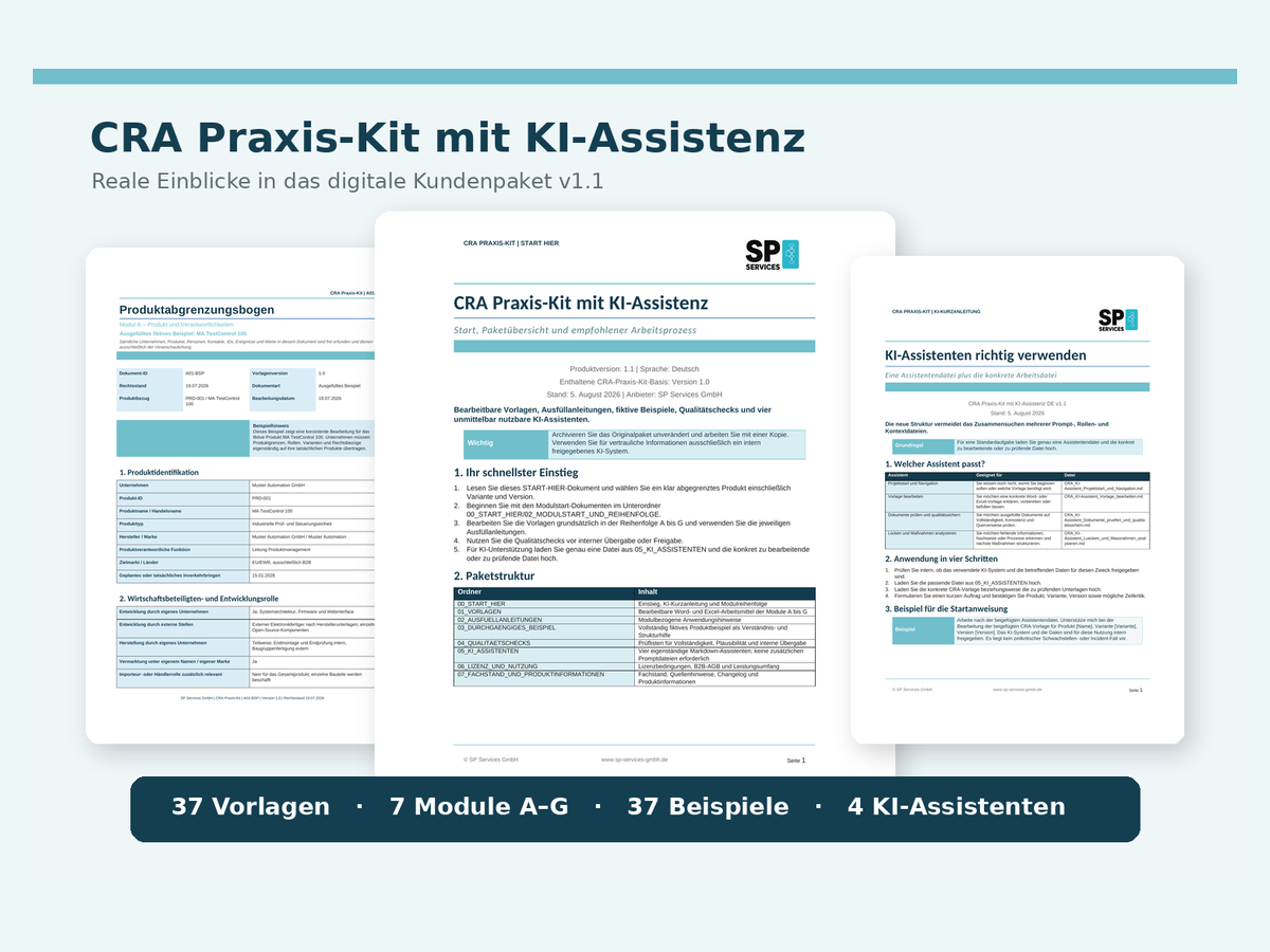 CRA Praxis-Kit mit realen Vorschauen aus dem digitalen Kundenpaket