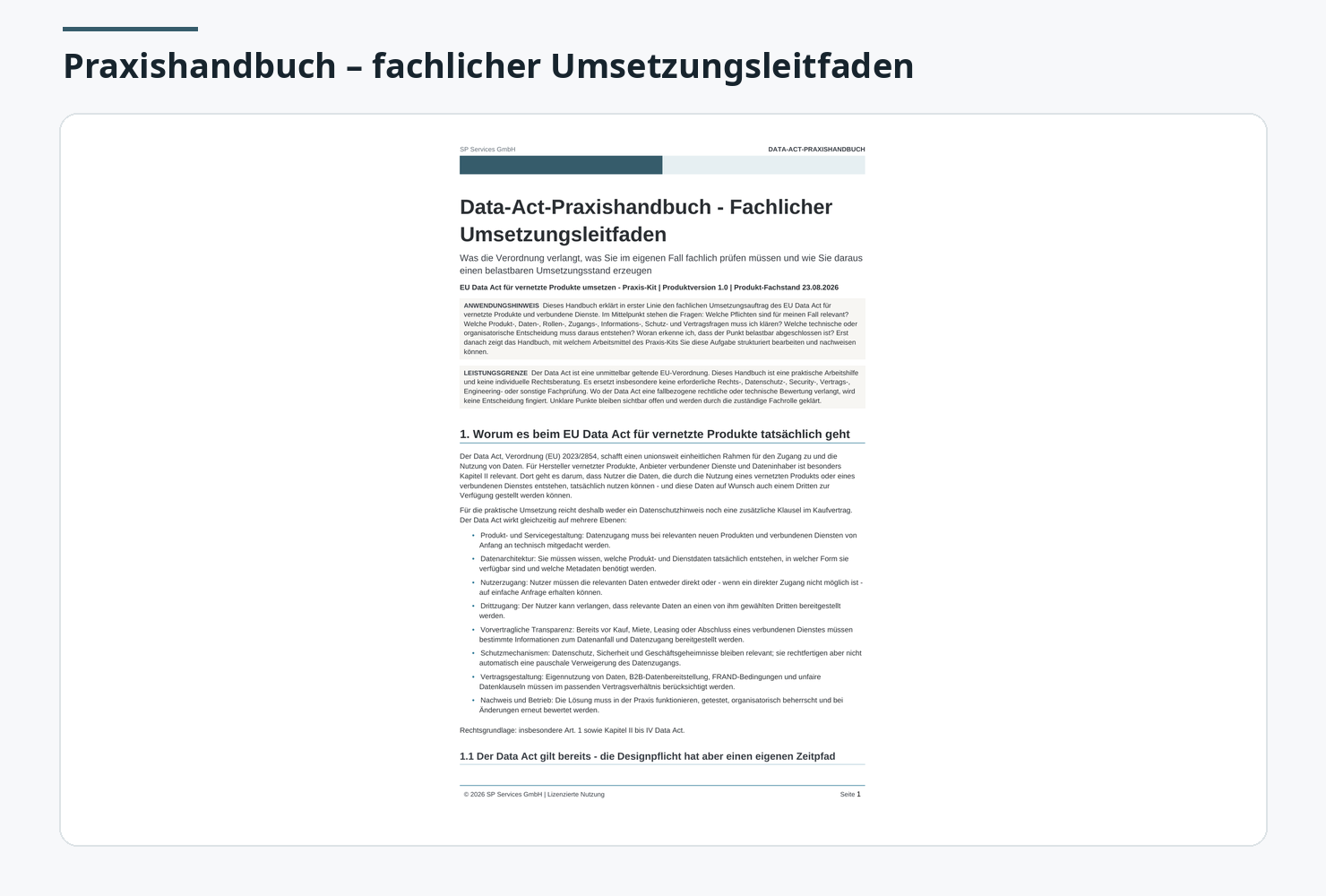 EU Data Act Praxis-Kit: Praxishandbuch – fachlicher Umsetzungsleitfaden.