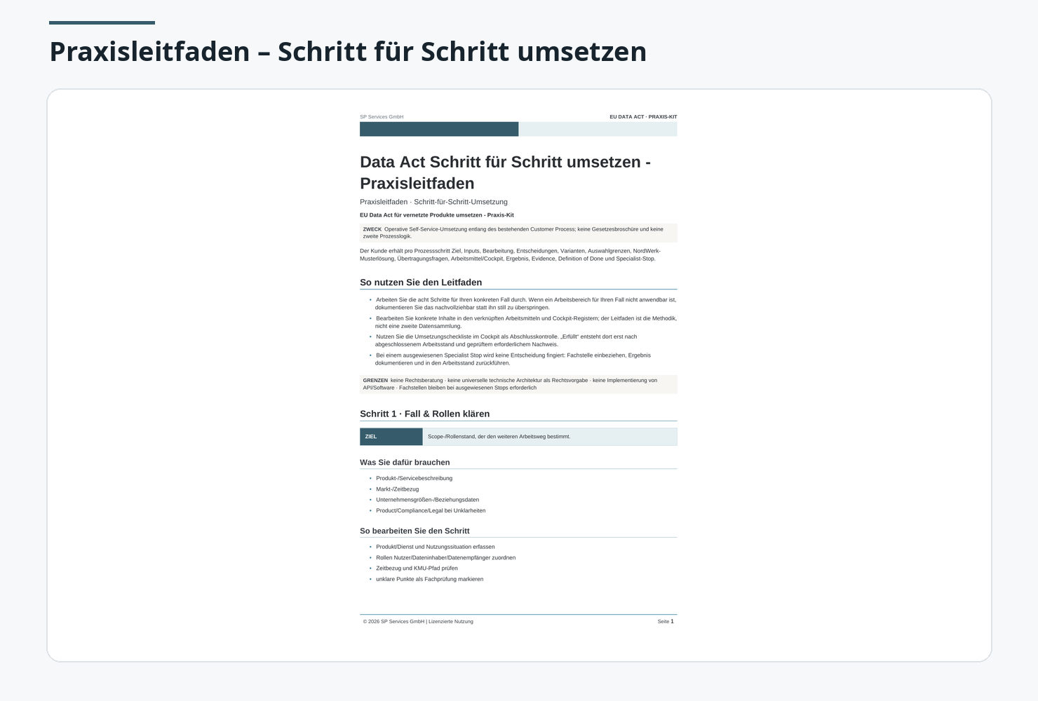 EU Data Act Praxis-Kit: Praxisleitfaden – Schritt für Schritt umsetzen.