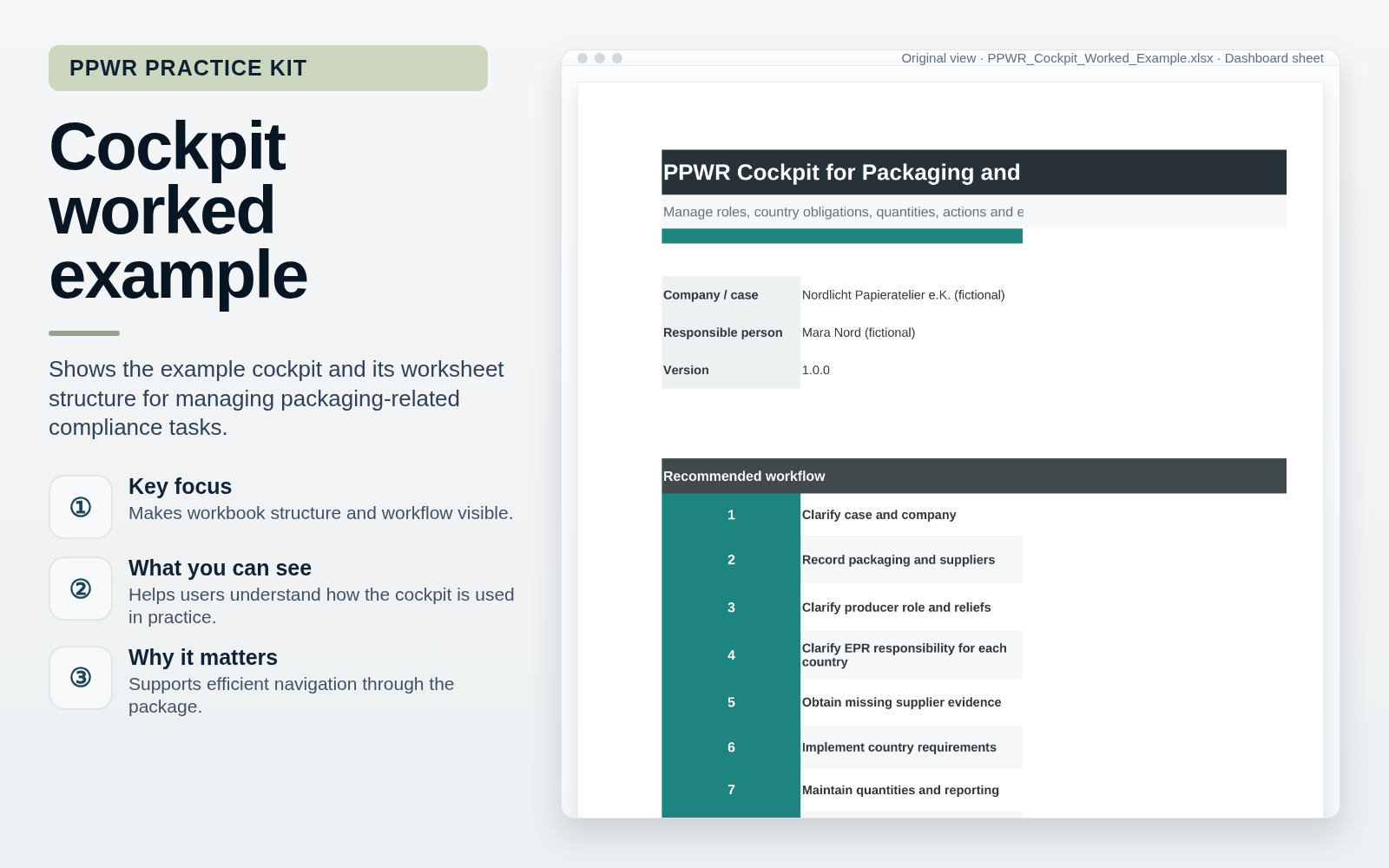 Cockpit worked example – Implement & Document PPWR Packaging Requirements