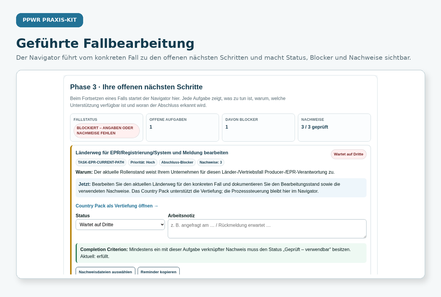 PPWR Produktvorschau: Navigator und Einstieg