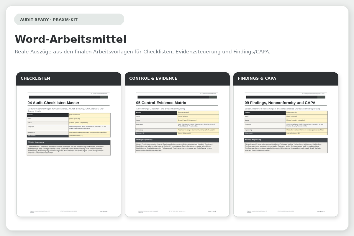Audit-Ready-Word-Arbeitsmittel für Planung und Nachverfolgung
