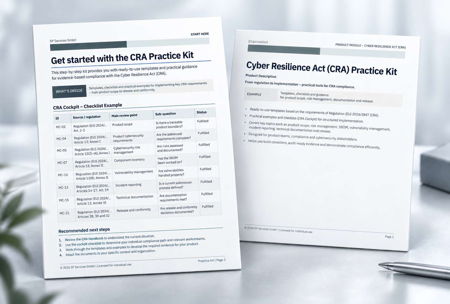 CRA Practice Kit overview and Master Checklist example