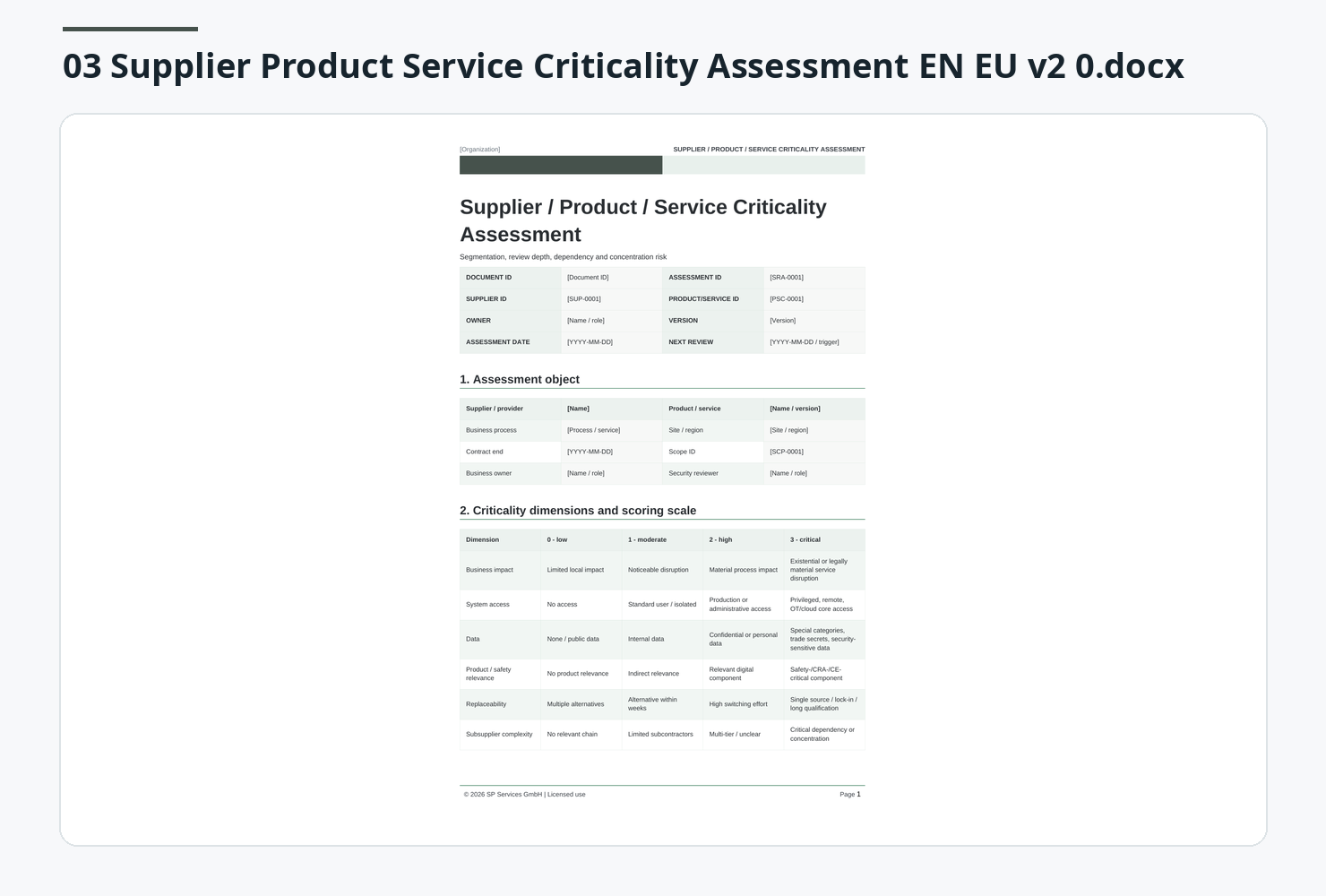 Criticality assessment preview