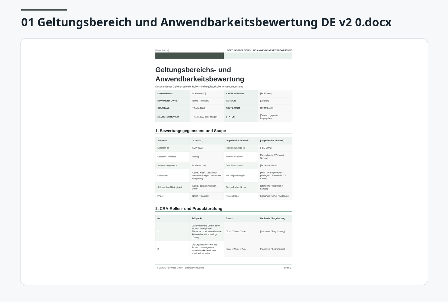 Geltungsbereich und Kritikalität – authentische Vorschau