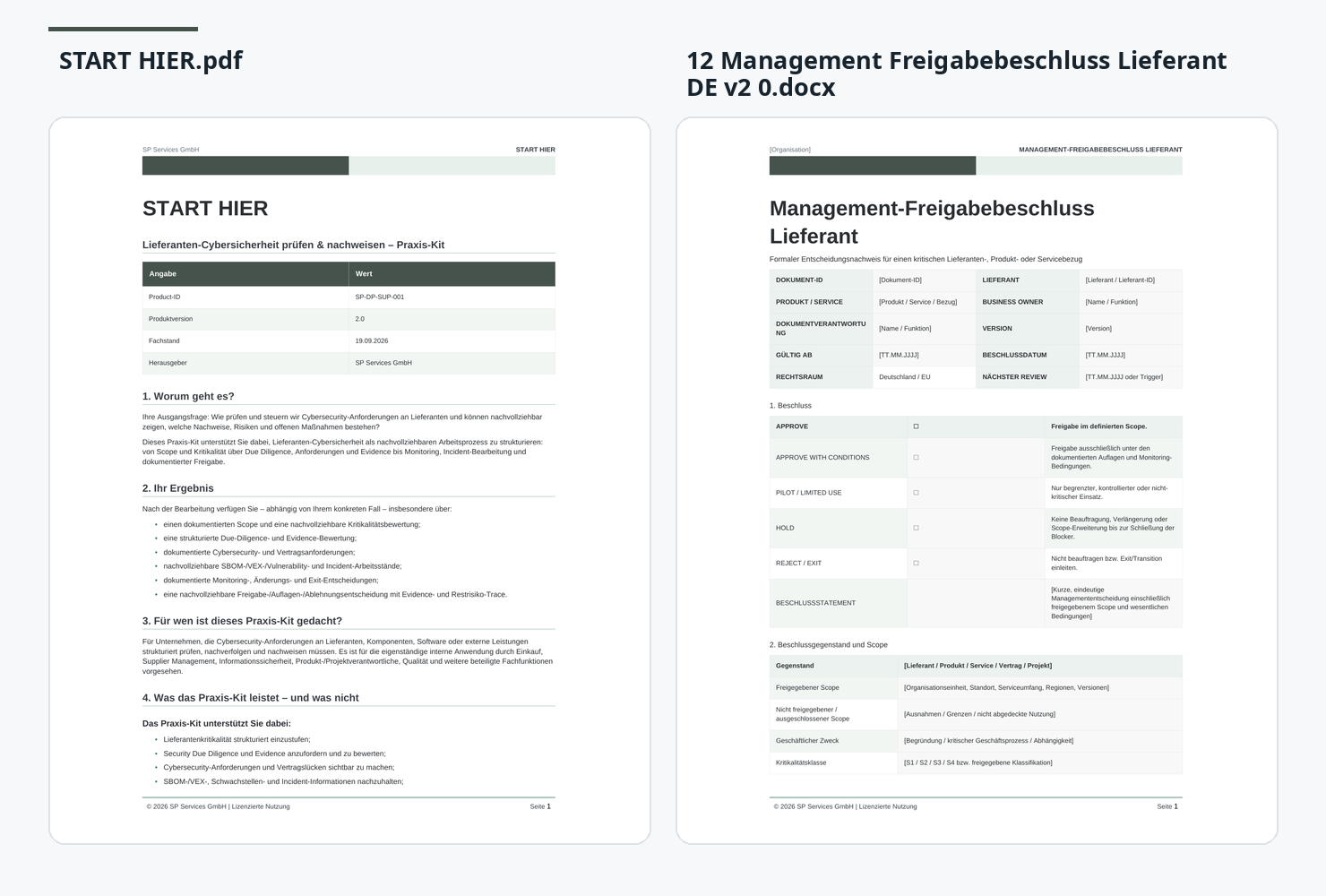 START-HIER und Managementfreigabe – authentische Vorschau